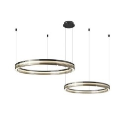 Lampada da soffitto in vetro 60+80CM Decorazione circolare Lampada a sospensione a doppio cerchio Dimmerazione tricromatica