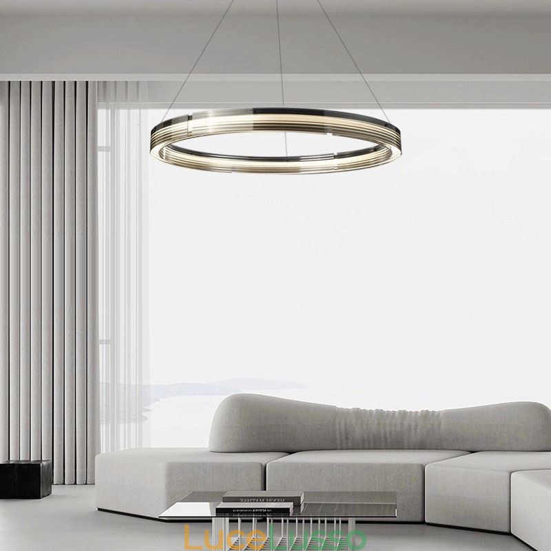 Lampada a sospensione 60 80CM Cerchio Lampade da soffitto in vetro Dimmerazione tricromatica