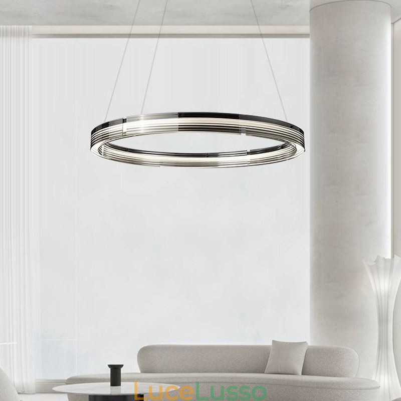 Lampada a sospensione 60 80CM Cerchio Lampade da soffitto in vetro Dimmerazione tricromatica