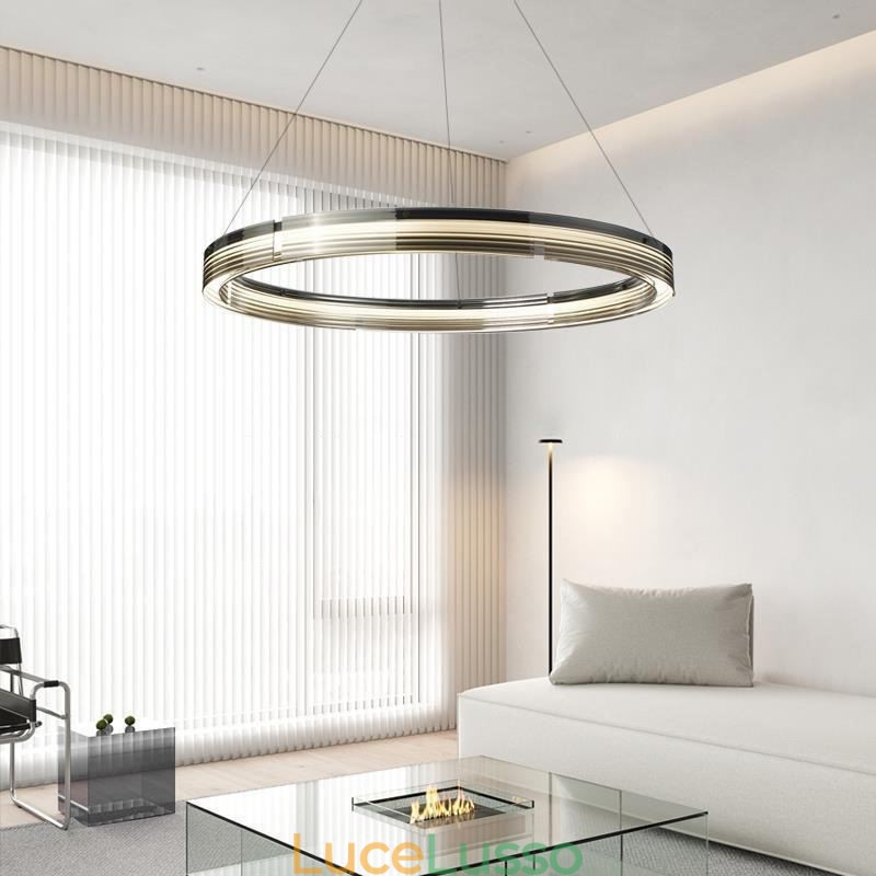 Lampada a sospensione 60 80CM Cerchio Lampade da soffitto in vetro Dimmerazione tricromatica
