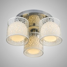 Lampada a soffitto a tre luci con cupola in vetro, montaggio a filo