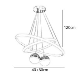Lampada a sospensione moderna in ferro battuto, plafoniera a doppio cerchio in silicone