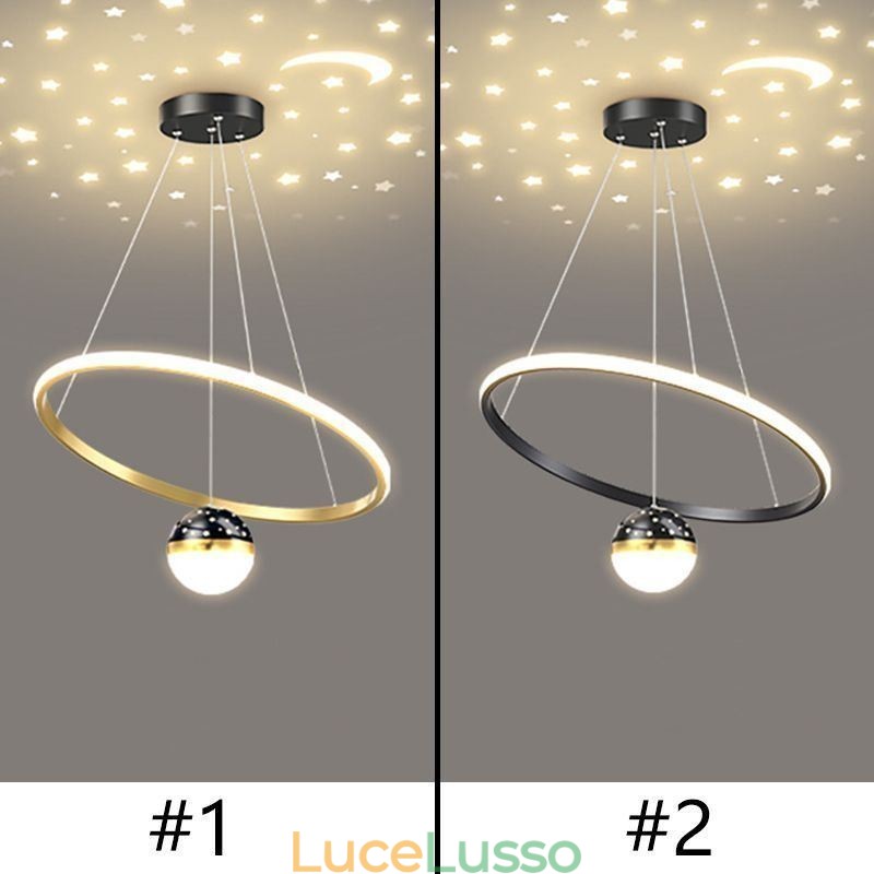 Lampada a sospensione moderna semplice in ferro battuto in silicone con anello singolo