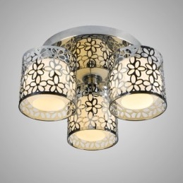 Lampada a soffitto a tre luci con cupola in vetro, montaggio a filo