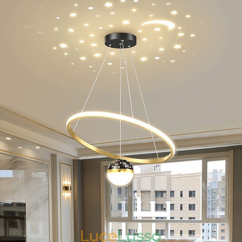 Lampada a sospensione moderna semplice in ferro battuto in silicone con anello singolo