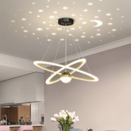Lampada a sospensione in ferro battuto, acrilico, cielo stellato, anello, luce da soffitto