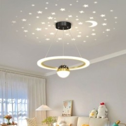 Lampada a sospensione minimalista in ferro battuto acrilico anello stella luce da soffitto