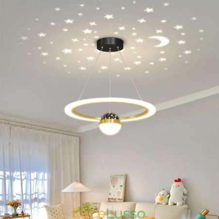 Lampada a sospensione minimalista in ferro battuto acrilico anello stella luce da soffitto Lampada a sospensione minimalista in ferro battuto acrilico anello stella luce da soffitto
