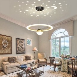 Lampada a sospensione minimalista in ferro battuto acrilico anello stella luce da soffitto