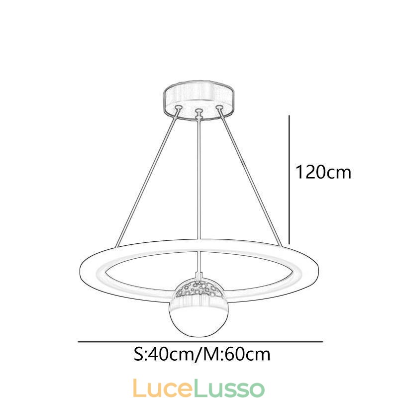 Lampada a sospensione minimalista in ferro battuto acrilico anello stella luce da soffitto
