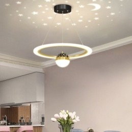 Lampada a sospensione minimalista in ferro battuto acrilico anello stella luce da soffitto