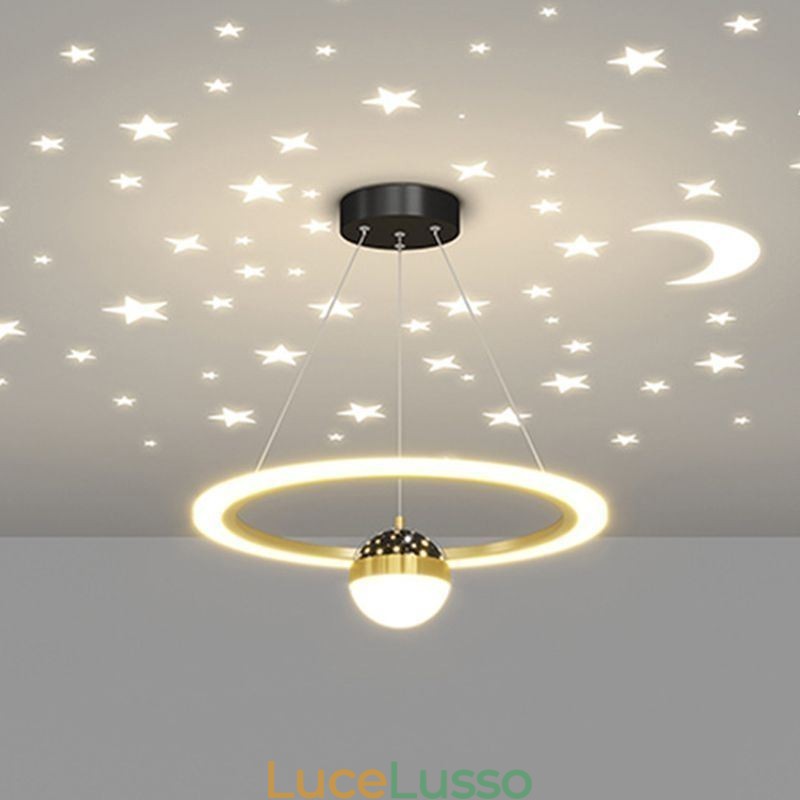 Lampada a sospensione minimalista in ferro battuto acrilico anello stella luce da soffitto