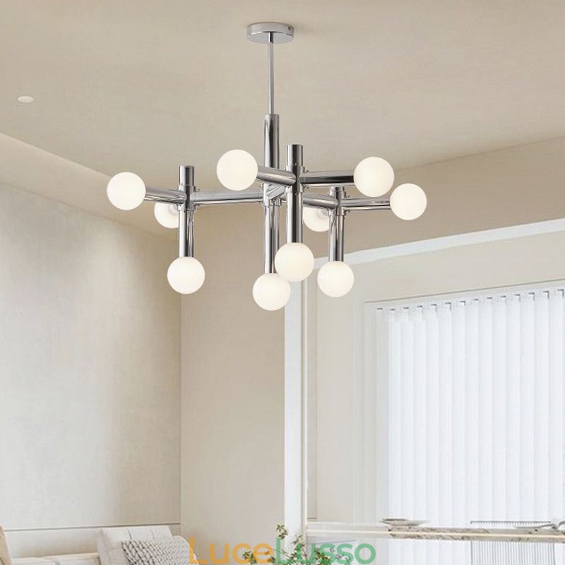 Lampada a sospensione semplice in ferro battuto con fagioli magici e molecola, lampada da soffitto