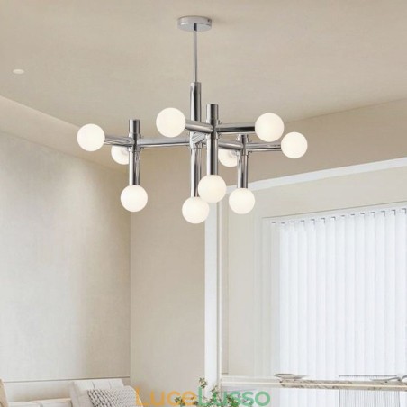 Lampada a sospensione semplice in ferro battuto con fagioli magici e molecola, lampada da soffitto Lampada a sospensione semplice in ferro battuto con fagioli magici e molecola, lampada da soffitto