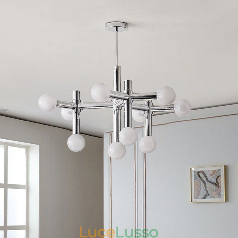 Lampada a sospensione semplice in ferro battuto con fagioli magici e molecola, lampada da soffitto