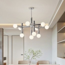 Lampada a sospensione semplice in ferro battuto con fagioli magici e molecola, lampada da soffitto