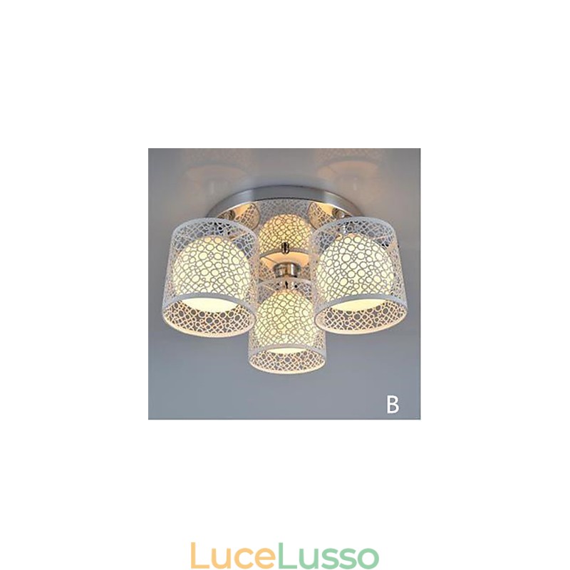 Lampada a soffitto a tre luci con cupola in vetro, montaggio a filo