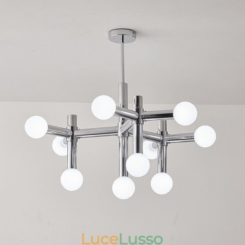 Lampada a sospensione semplice in ferro battuto con fagioli magici e molecola, lampada da soffitto