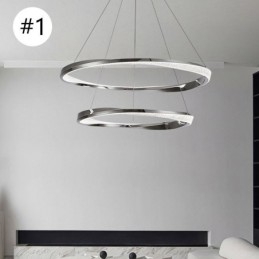 Lampada a sospensione in ferro battuto, anello in acrilico, luce da soffitto a doppio cerchio