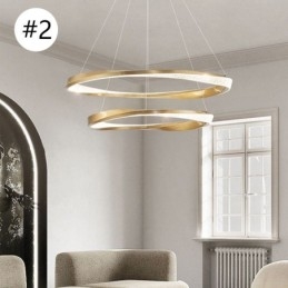 Lampada a sospensione in ferro battuto, anello in acrilico, luce da soffitto a doppio cerchio