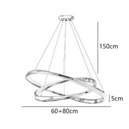 Lampada a sospensione in ferro battuto, anello in acrilico, luce da soffitto a doppio cerchio