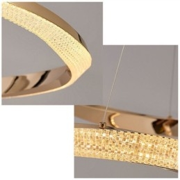 Lampada a sospensione in ferro battuto, anello in acrilico, luce da soffitto a doppio cerchio
