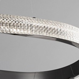 Lampada a sospensione in ferro battuto, anello in acrilico, luce da soffitto a doppio cerchio