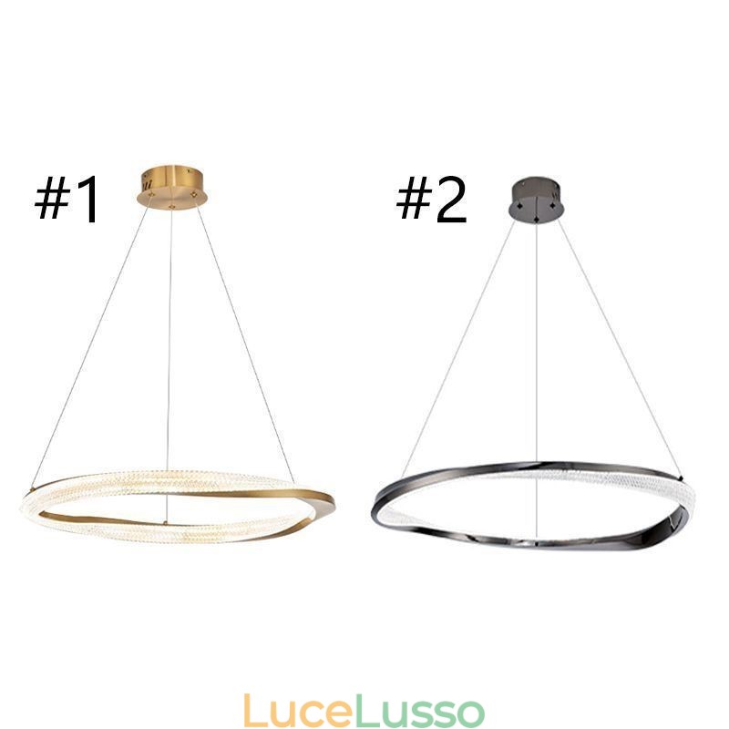 Lampada a sospensione in ferro battuto, anello in acrilico, luce da soffitto a cerchio singolo