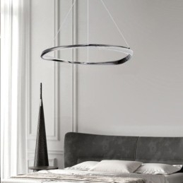 Lampada a sospensione in ferro battuto, anello in acrilico, luce da soffitto a cerchio singolo