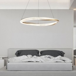 Lampada a sospensione in ferro battuto, anello in acrilico, luce da soffitto a cerchio singolo