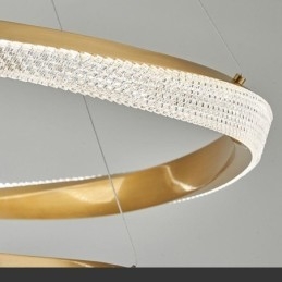 Lampada a sospensione in ferro battuto, anello in acrilico, luce da soffitto a cerchio singolo