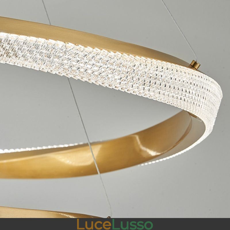 Lampada a sospensione in ferro battuto, anello in acrilico, luce da soffitto a cerchio singolo