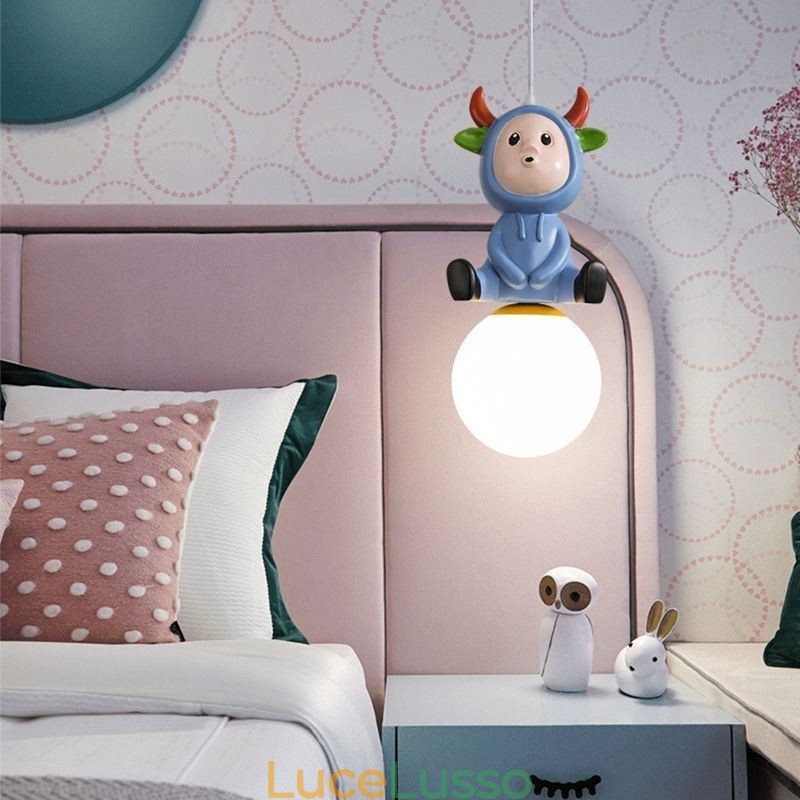 Lampada a sospensione moderna minimalista G9 in ferro battuto coniglio vitello resina lampada da soffitto