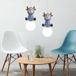 Lampada a sospensione moderna minimalista G9 in ferro battuto coniglio vitello resina lampada da soffitto