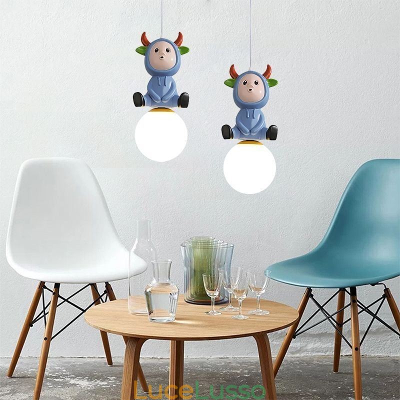 Lampada a sospensione moderna minimalista G9 in ferro battuto coniglio vitello resina lampada da soffitto