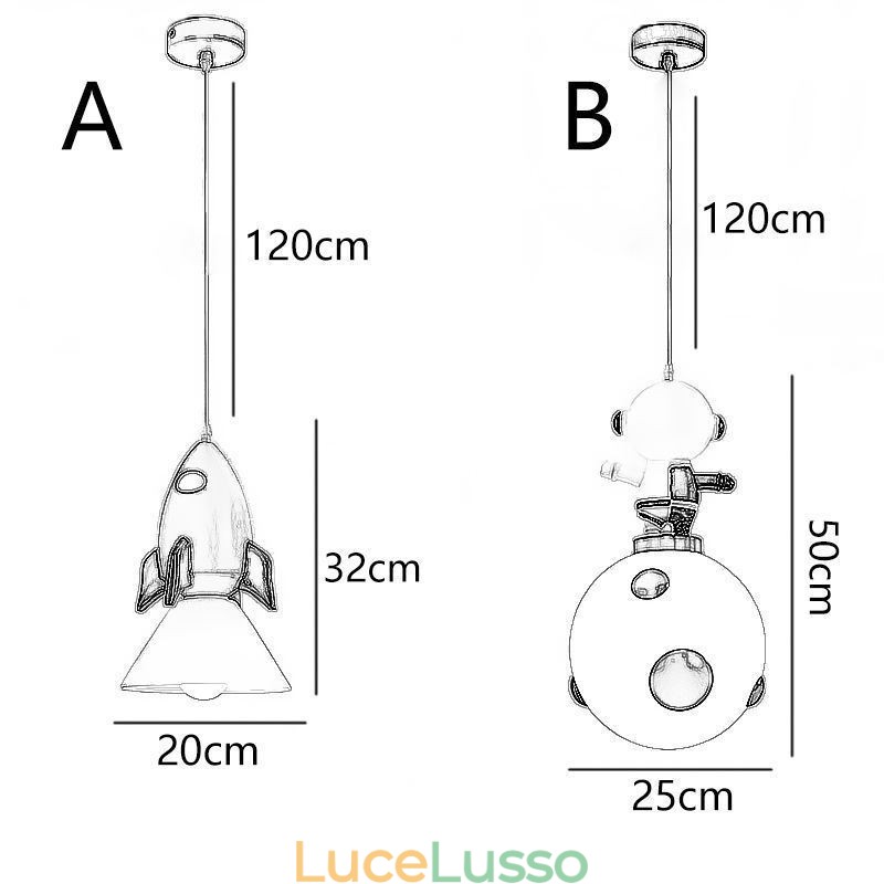 Lampada a sospensione minimalista in ferro battuto Moon Landing Piccola lampada da soffitto