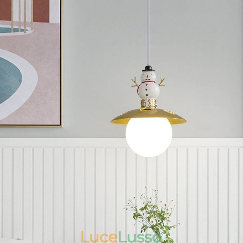 Moderna lampada a sospensione semplice G9 in ferro battuto e resina pupazzo di neve lampada da soffitto