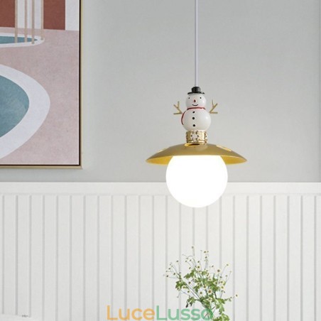 Moderna lampada a sospensione semplice G9 in ferro battuto e resina pupazzo di neve lampada da soffitto Moderna lampada a sospensione semplice G9 in ferro battuto e resina pupazzo di neve lampada da soffitto