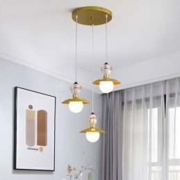 Moderna lampada a sospensione semplice G9 in ferro battuto e resina pupazzo di neve lampada da soffitto
