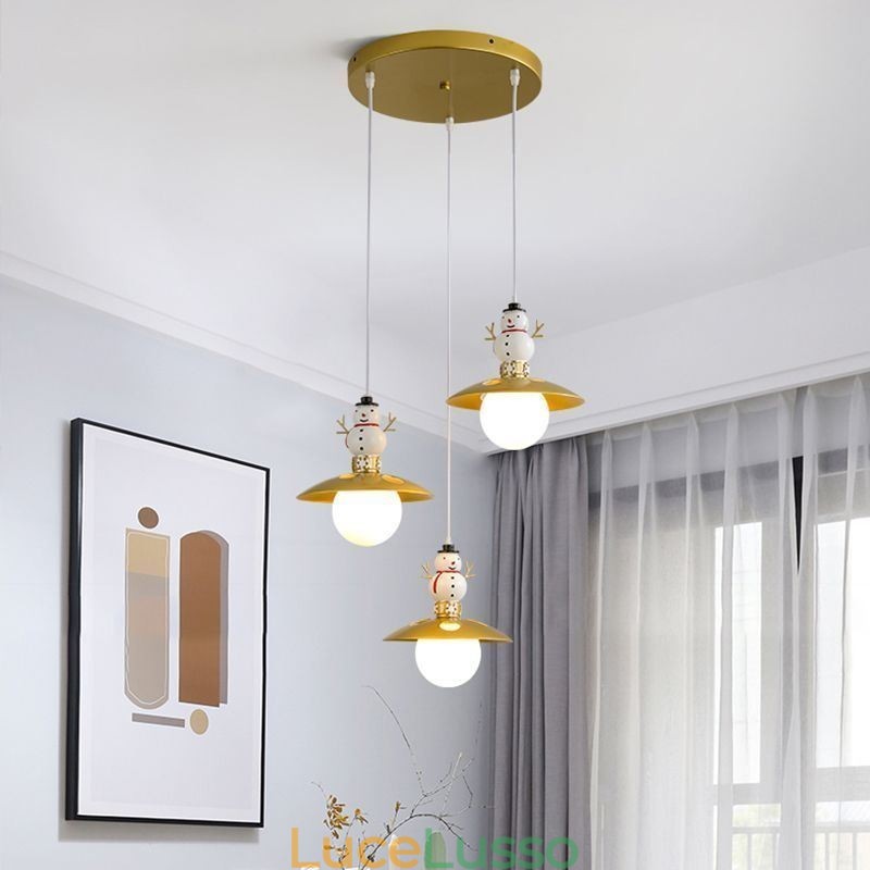 Moderna lampada a sospensione semplice G9 in ferro battuto e resina pupazzo di neve lampada da soffitto