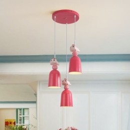 Lampada a sospensione moderna in ferro battuto, lampada da soffitto a forma di porcellino in resina rosa