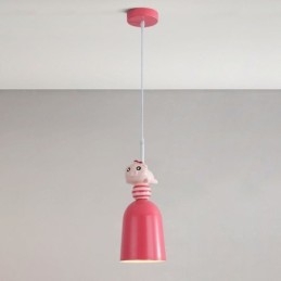 Lampada a sospensione moderna in ferro battuto, lampada da soffitto a forma di porcellino in resina rosa