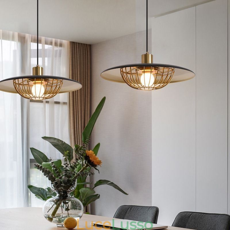 Lampada a sospensione nordica Lampada da soffitto creativa in ferro battuto con disco