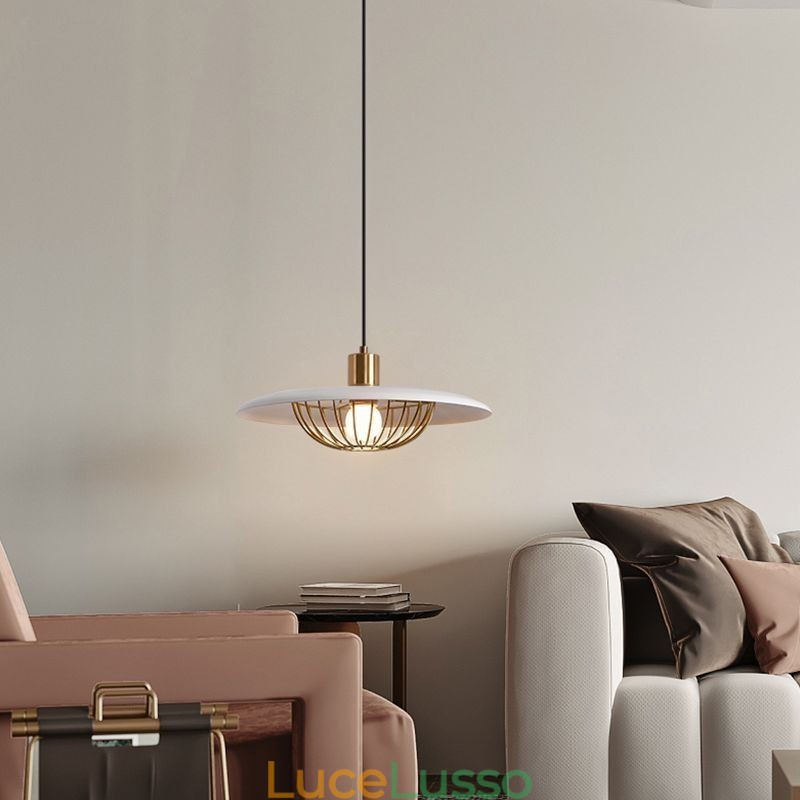 Lampada a sospensione nordica in ferro battuto, lampade da soffitto a disco creative