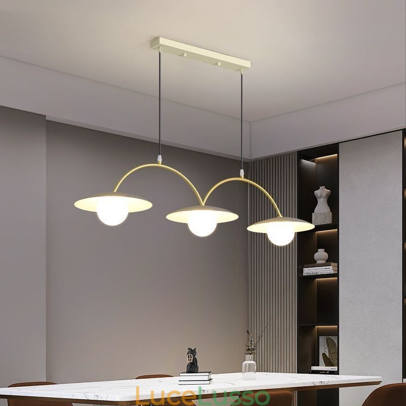 Lampada a sospensione nordica creativa G9 in ferro battuto, lampada da soffitto a forma di onda