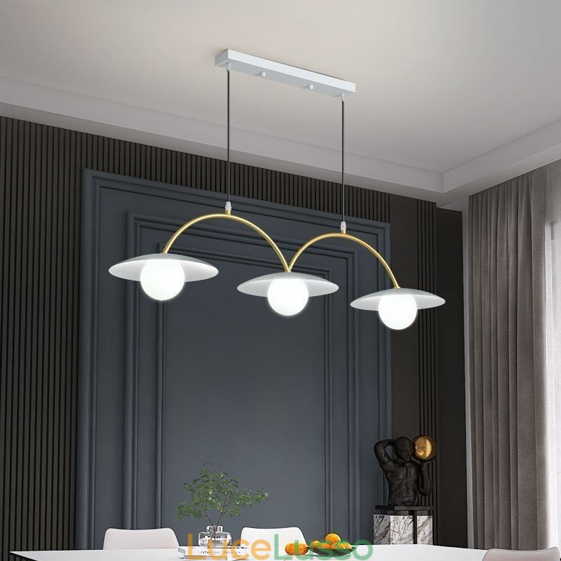 Lampada a sospensione nordica creativa G9 in ferro battuto, lampada da soffitto a forma di onda