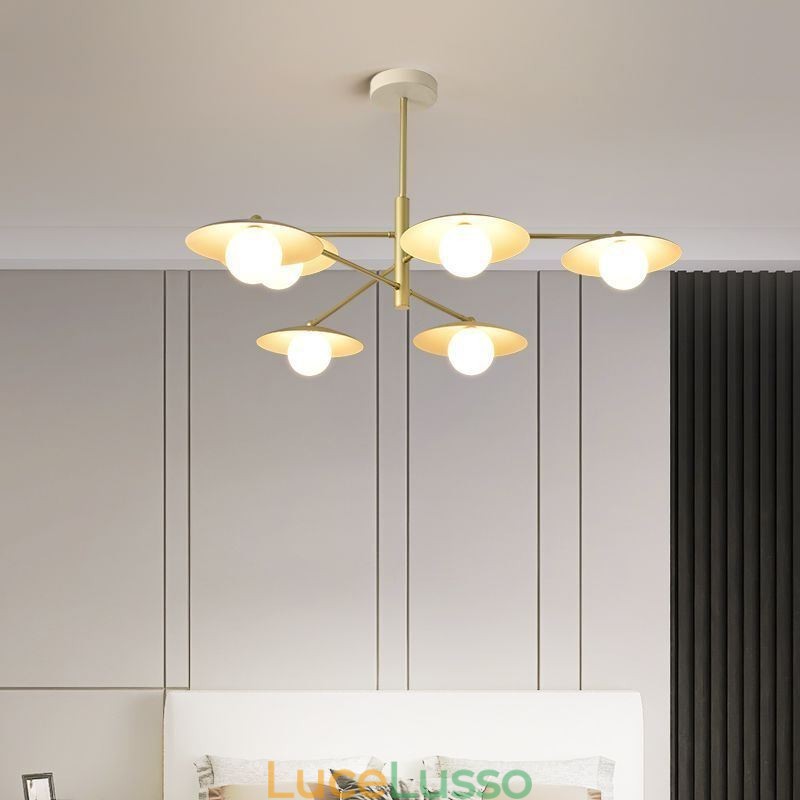 Lampada a sospensione nordica creativa G9 Lampada da soffitto a disco in ferro battuto