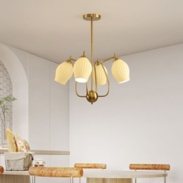 Lampada a sospensione nordica creativa in ferro battuto color rame naturale con stame da soffitto