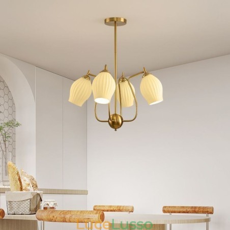 Lampada a sospensione nordica creativa in ferro battuto color rame naturale con stame da soffitto Lampada a sospensione nordica creativa in ferro battuto color rame naturale con stame da soffitto