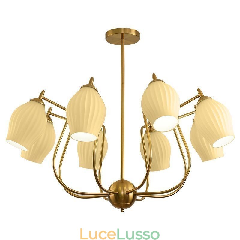 Lampada a sospensione nordica creativa in ferro battuto color rame naturale con stame da soffitto